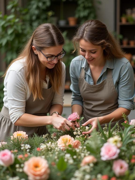 Head florist teaching a student